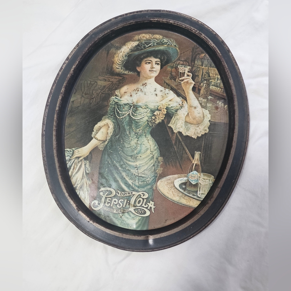Pepsi Vintage Lady Tray in Teal and Brown